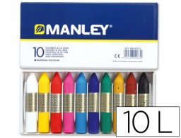 10 lápices cera blanda Manley colores surtidos ref.110